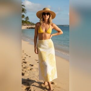 NWT Sabo Luxe Yellow Floral Cotton Maxi Skirt AUS 10 / USA 6